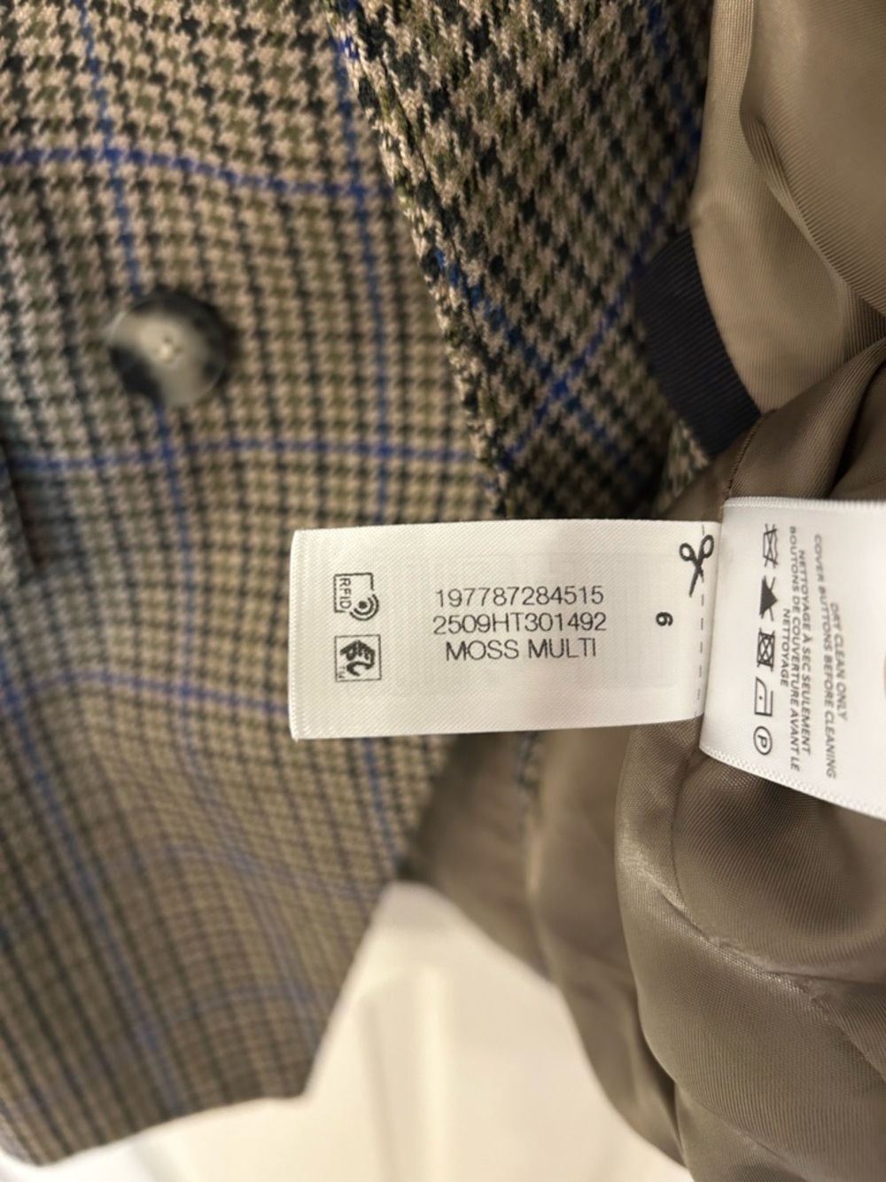 Veronica Beard Miller Houndstooth Check Dickey Jacket in Moss Brown Multi Sz 6 - Picture 9 of 10